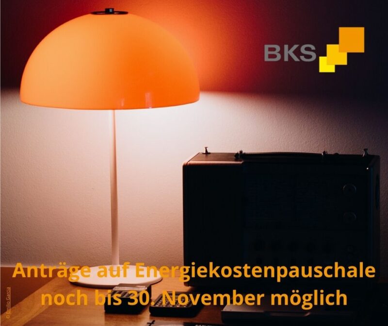 Anträge auf Energiekostenpauschale noch bis 30. November möglich