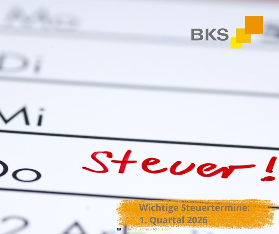 Mehr über den Artikel erfahren Wichtige Steuertermine 1. Quartal 2026